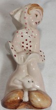 VTG MCM Porcelain Figurine Girl Polka Dot Dress Puppy Murray Kreiss Import picture