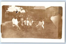 c1910's Women And Boys Dog House Scene RPPC Photo Unposted Antique Postcard picture