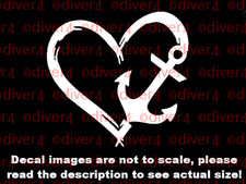 Grunge Heart with Anchor Car Van Truck Decal  Bumper Sticker Made in the US picture