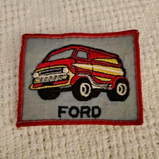 Vintage Ford Custom Hot Rod Van Embroidered Patch 1970s Style Red Van picture