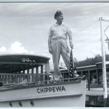 c1950s Wisconsin Dells WI Chippewa Boat Captain RPPC Amphibian Duck Tour picture