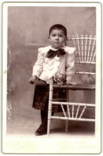 Antique Cabinet Card Circa 1890s Young Boy Berkeley Williams Plaid Middletown CT picture