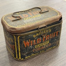 VINTAGE BAGLEY'S WILD FRUIT TOBACCO TIN EMPTY UNION MADE DETROIT, MI RECTANGLE picture