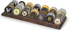 12X4 Challenge Coin Display with 4 Rows in Walnut - Military Coin Display Stand picture