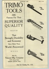 1919 PAPER AD Trimo Tools Pipe Wrench Monkey Trimont Co Roxbury Mass picture