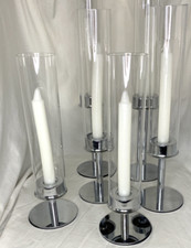 Yungyan 6 Sets Clear Glass Hurricane Candlestick Holders Silver picture