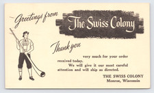 1948 The Swiss Colony Postal Card Monroe WI Order Acknowledgement Advertising picture