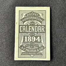 1894 Antique Calendar Trade Card Jewett Bros Druggists Grand Rapids MI Ephemera picture