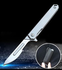 Titanium Utility Knife Scalpel Blade Pocket Liner Foldable Keychain EDC Toolock picture