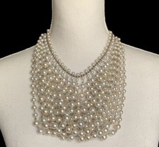 Multi Layered Faux Pearl Bib Necklace Statement Fashion Choker Elegant picture