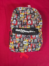 Retired💜Walt Disney World Theme Park Authentic Backpack Mickey Mouse Art Faces picture