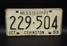 1959 COVINGTON County MISSISSIPPI License Plate picture