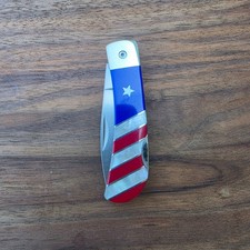 Patriotic Lockback 3 Inch Custom Knife Santa Fe Stoneworks Collectible picture