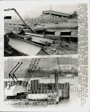 1968 Press Photo Construction site of new bridge replacing Silver Bridge, W. VA picture