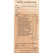 1940s American Chicle Company Retail Order Form Vintage Gum Ephemera Dentyne picture