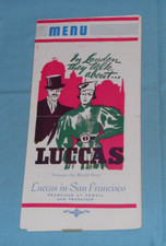 vintage LUCCAS restaurant MENU postcard mailer San Francisco California picture