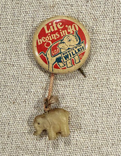 Vintage 1940 Wendell Willkie GOP Life Begins in '40 Elephant Dangle Pin picture