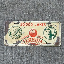 1950 Era 30000 Lakes Ocean Gulf Florida Booster License Plate Tag Graphic Metal picture