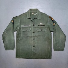 Vtg 50s 60s US Army Airborne Paratrooper Sateen Utility Field Shirt Patches RARE picture