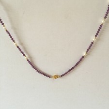 Fashion Acrylic Purple Crystal & Olivet Pearl Station Necklace 24 