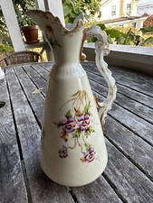 Vintage LEONARD VIENNA AUSTRIA Porcelain HANDPAINTED Floral Tankard Vase Pitcher picture