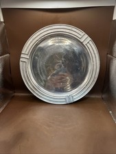 VTG Retroneu Quattro Art Deco Stainless Steel  Round Plate/ Platter Set 4 MCM  picture