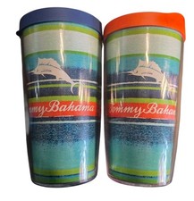 2 Tommy Bahama Marlin Swordfish Double Wall Tervis Tumblers 16 Oz with Lids USA picture