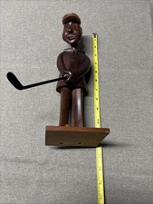 VTG Hand Carved Wooden Golfer Statue Made in Italy  picture