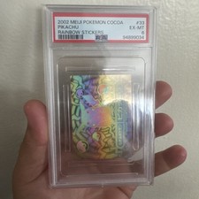 PIKACHU RAINBOW GOLD STICKER 2002 MEIJI POKEMON COCOA GRADED PSA 6 picture
