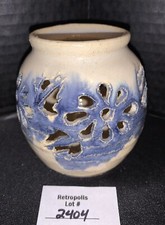 Artist Signed Reticulated Ceramic Pottery Potpourri Candle Holder Vintage picture