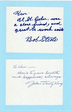 BOB STEELE (on AL ST. JOHN) & JOHN DUSTY KING signed note letters, cowboy stars picture