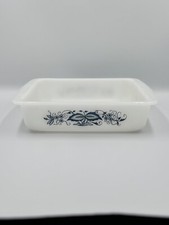 Vintage Glasbake Milk Glass 8”x8” Casserole Dish Blue Onion J2428 picture