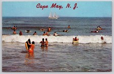 Cape May New Jersey NJ Enjoying the Surf Postcard c1960s picture