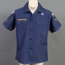 Boys Medium Official BSA Boy Scout Cub Scout Short Sleeve Shirt ~ Blue -0533 picture
