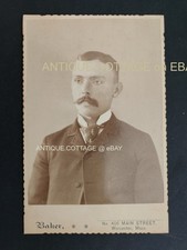 antique PHOTOGRAPH worcester ma LYMAN HICKS cabinet card man mustache picture