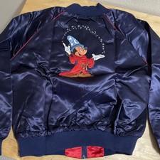 Vintage Deadstock 80s Mickey Mouse Fantasia Disney World Satin Jacket XXL New picture
