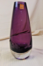 Exquisite Royal Doulton Amethyst Glass Teardrop Handmade Vase Made In Poland 12” picture
