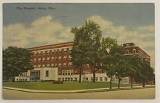 Vintage Linen Postcard, City Hospital, Akron Ohio picture