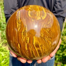 7.45LB Natural Large Gold Tiger’s Eye Stone Quartz Crystal Sphere Specimen Reiki picture