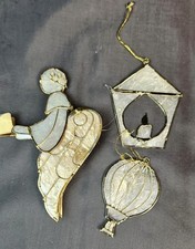 Lot Of 3 Vintage Capiz Shell Christmas Ornaments picture