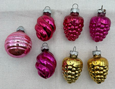 7 Vtg Shiny Brite Bumpy Twist Glass Berry Grape Cluster Christmas Ornament Lot picture