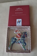 Hallmark Keepsake 2019 Pull-String Horse Premium Wood X-mas Ornament. Santa NIB picture