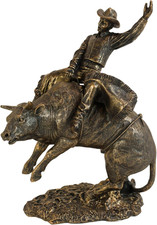 Ebros Rustic Western Rodeo Bull Rider Cowboy on Rearing Angry Bull Statue 10