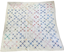 VTG Postage Stamp Scrappy 9 Patch Quilt Feed Sack Style Cottagecore 82