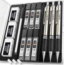 Nicpro 0.9 mm Art Mechanical Pencil Set in Storage Case, 3 0.9mm, Metallic picture