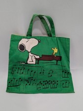 Rare Vtg 1965 Peanuts Snoopy Music Green Canvas Lunch Bag Tote Butterfly Org picture