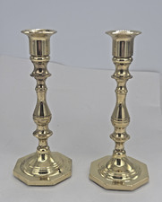 Baldwin Solid Polished Brass Vtg Classic Baluster Octagon Candle Holders 7