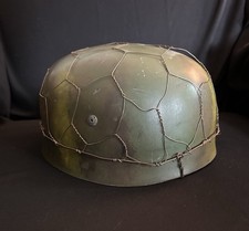 NICE Reproduction German Paratrooper M38 FJ Camouflage Helmet w/ Chicken Wire picture