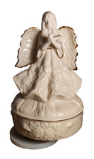 Vintage Ivory Porcelain Angel Music Box 24K Trim 7