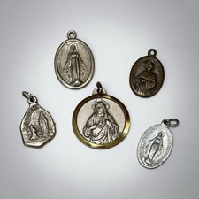 Vintage Catholic Religious Medals Various Saints & Marian Italy Lot of 5 picture